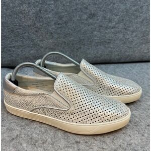 Johnston & Murphy Silver Metallic Leather Slip On‎ Sneakers Shoes Womens Size 11